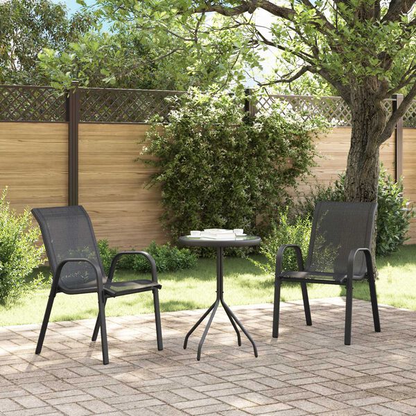 vidaXL Set Bistro da Giardino 3 pcs Nero Acciaio