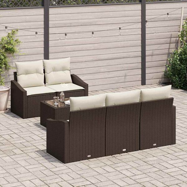 vidaXL Set di divani con cuscino 6 pcs Marrone e Crema polyrattan