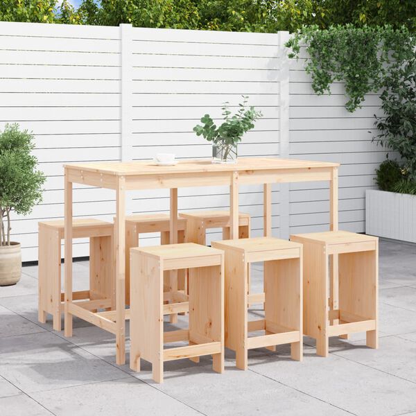 vidaXL Set Bar da Giardino 7 pz in Legno Massello di Pino