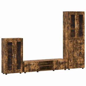 vidaXL Set mobile TV con cassetto Rovere fum&eacute; Legno multistrato