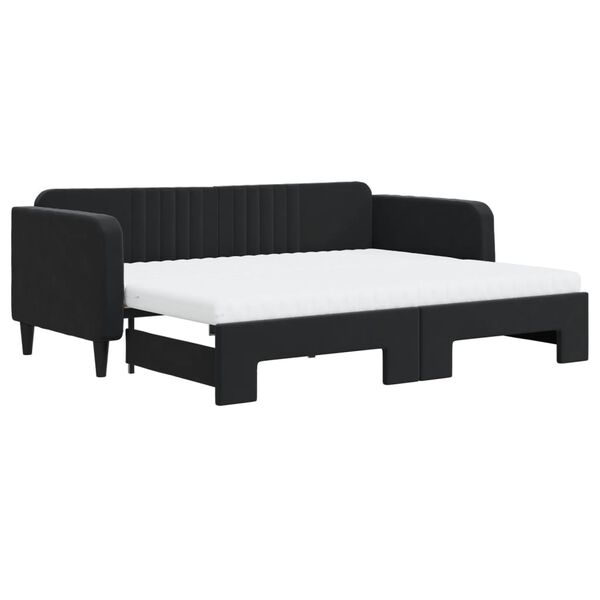 vidaXL Divano Letto Estraibile con Materassi Nero 90x200 cm Velluto