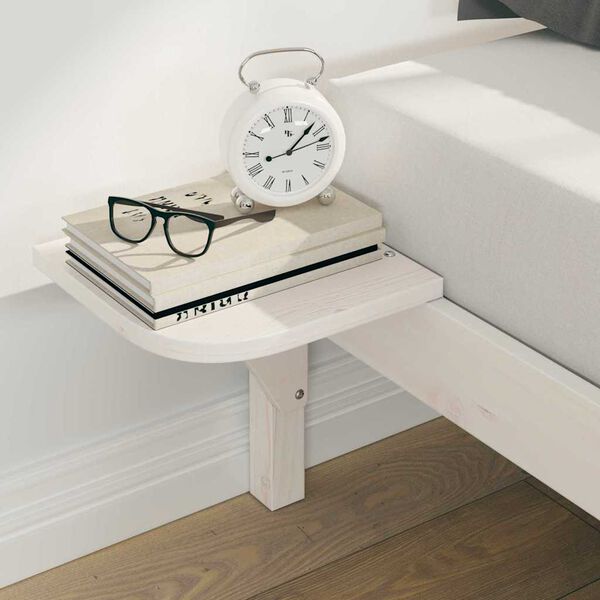 vidaXL Letto con Tavolini Laterali Bianco 180 x 220 cm Pino massello