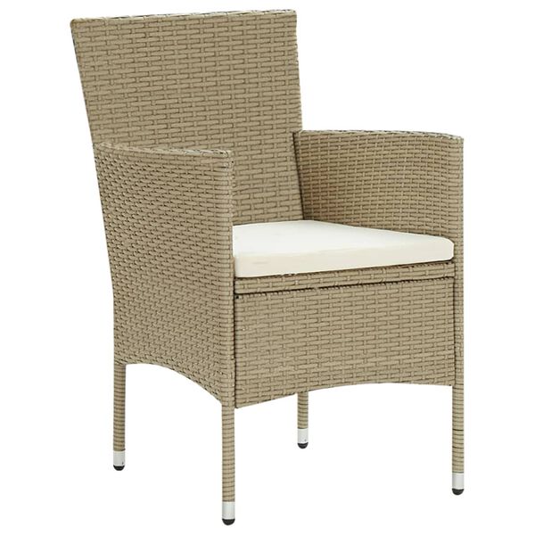 vidaXL Sedie da Pranzo per Giardino 2 pz in Polyrattan Beige