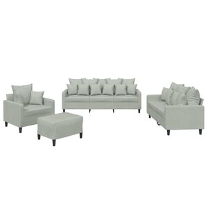 vidaXL Set di Divani 4 pz con Cuscini Grigio Chiaro in Velluto