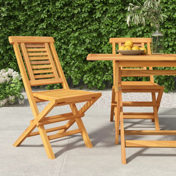 vidaXL Sedie da Giardino Pieghevole 2pz 47x63x90cm Legno Massello Teak