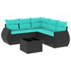vidaXL Set Divani da Giardino 6 pz con Cuscini Nero in Polyrattan