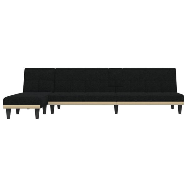 vidaXL Divano Letto a L Nero 255x140x70 cm in Tessuto
