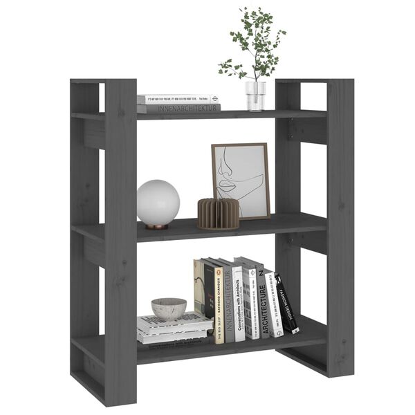 vidaXL Libreria/Divisorio Grigio 80x35x91 cm in Legno Massello di Pino