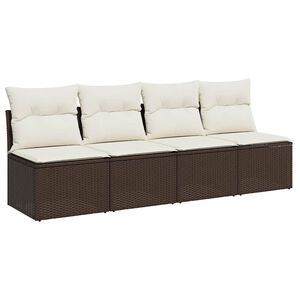 vidaXL Divano da Giardino a 4 Posti con Cuscini in Polyrattan Marrone