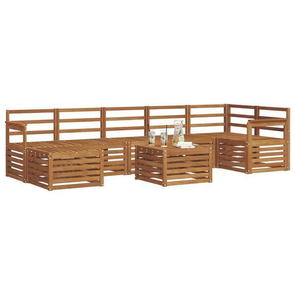 vidaXL Set divani 8 pcs Naturale Legno di Acacia Massello