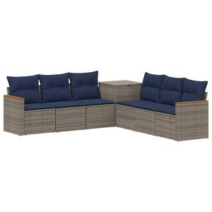 vidaXL Set di divani 7 pz Grigio e Blu Navy Rattan sintetico e Acciaio