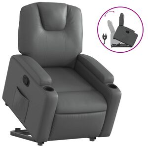vidaXL Poltrona Alzapersona Reclinabile Grigio in Similpelle
