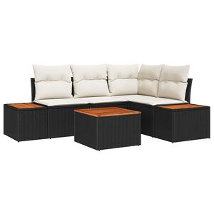 vidaXL Set Divano da Giardino 4 pcs Nero e Crema Polyrattan