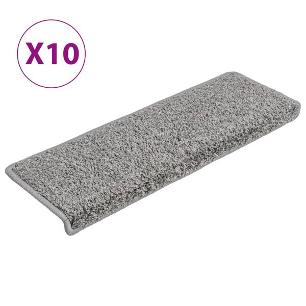 vidaXL Tappetini per scale 10 pz 65x21x4 cm Grigio Bordo rettangolare