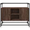 vidaXL Credenza Piano Vetro Rovere Marrone 98x35x81 Legno Multistrato