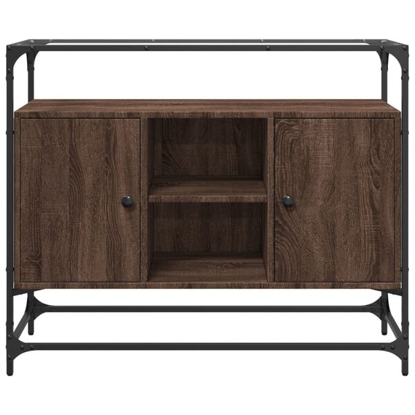 vidaXL Credenza Piano Vetro Rovere Marrone 98x35x81 Legno Multistrato