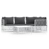 vidaXL Set Salotto da Giardino 5 pz con Cuscini in Acciaio Bianco