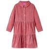 Abito da Bambina con Maniche Lunghe in Velluto a Coste Rosa Antico 128