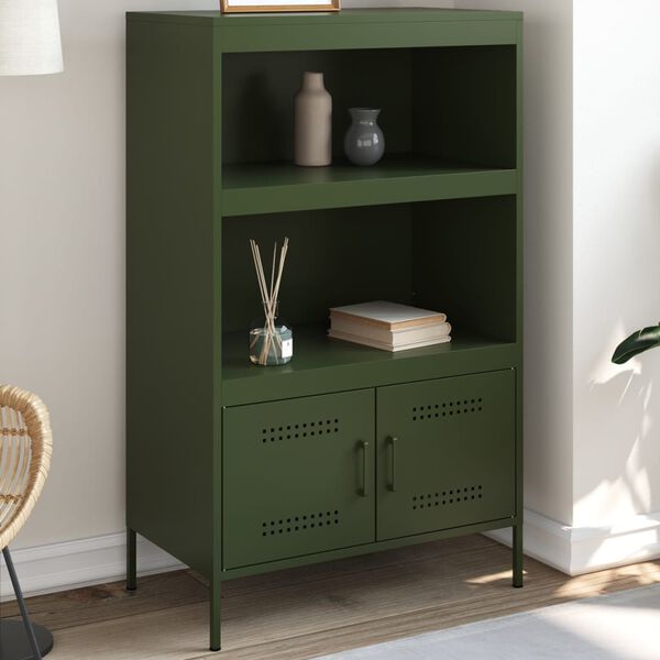 vidaXL Credenza Verde Oliva 68x39x113 cm in Acciaio