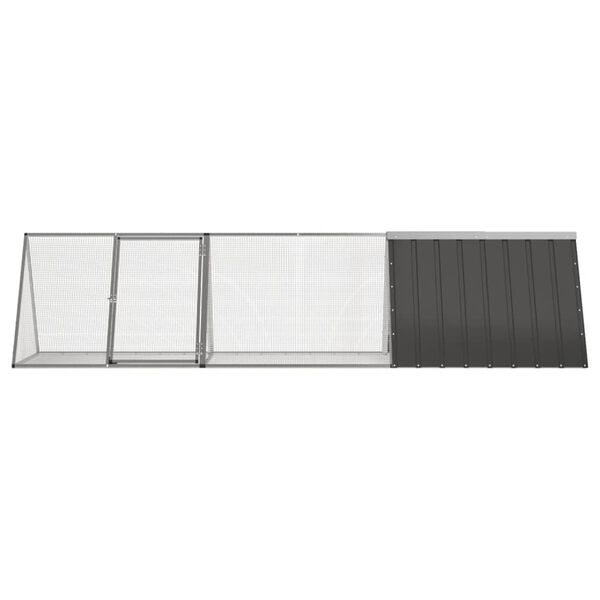 vidaXL Gabbia per conigli antracite 302,5x80,5x71 cm in acciaio zincato