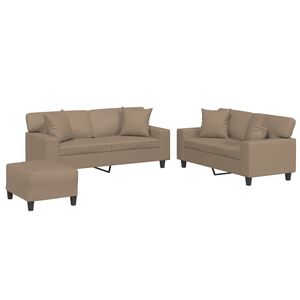 vidaXL Set di Divani 3 pz con Cuscini Cappuccino in Similpelle