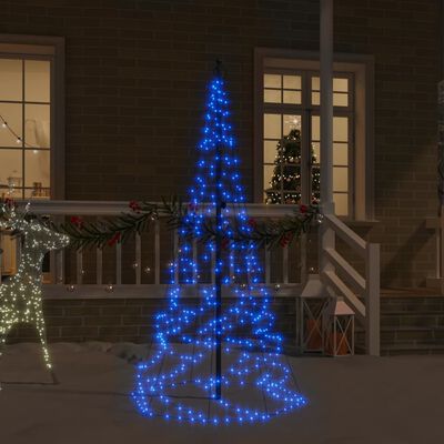 vidaXL Albero di Natale Pennone Blu 200 LED 180 cm