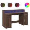 vidaXL Scrivania con Luci LED Marrone Rovere 140x55x91 cm Multistrato