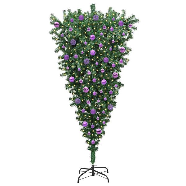 vidaXL Albero di Natale artificiale preilluminato capovolto con set di palline