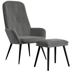 vidaXL Poltrona Relax con Poggiapiedi Grigio Scuro in Velluto