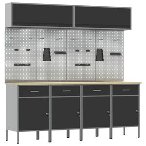 vidaXL Set di mobili da lavoro con cassetto con blocco 10 pz Nero