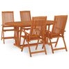 vidaXL Set da Pranzo per Giardino 5 pz in Legno Massello di Eucalipto