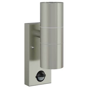 vidaXL Lampada da Parete Esterna Argento 7 x 10 x 22 cm