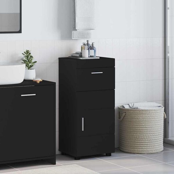 vidaXL Set di Armadi da Bagno TULUM Nero 37 x 31,5 x 82 cm