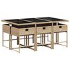 vidaXL Set Pranzo da Giardino 7 pz con Cuscini Beige Misto Polyrattan