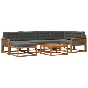vidaXL Set di divani da esterno con cuscino 7 pcs Naturale e Antracite