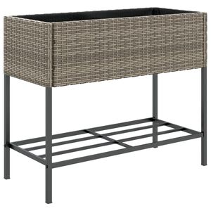 vidaXL Fioriera da Giardino con Ripiano Grigia in Polyrattan