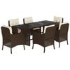 vidaXL Set da Pranzo da Giardino 7pz con Cuscini in Polyrattan Marrone