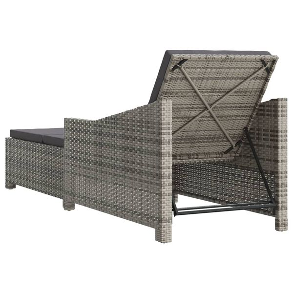 vidaXL Lettino Prendisole con Cuscino Grigio Scuro Polyrattan Grigio