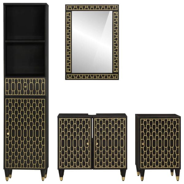 vidaXL Set Mobili da Bagno 4 pz in Legno Massello di Mango