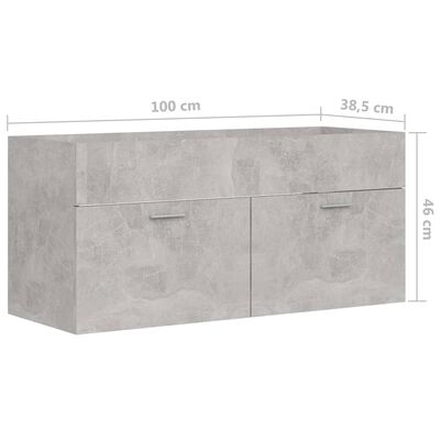 vidaXL Mobile Bagno con Lavabo Integrato Grigio Cemento in Truciolato