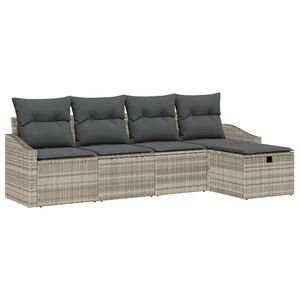 vidaXL Set di divani 5 pz Grigio chiaro polyrattan