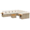 vidaXL Set Divani da Giardino 11 pz con Cuscini Beige in Polyrattan