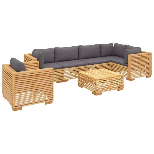 vidaXL Set Divani da Giardino 7 pz con Cuscini Legno Massello di Teak