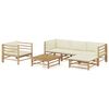 vidaXL Set Salotto da Giardino 6pz con Cuscini Bianco Crema in Bamb&ugrave;