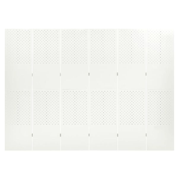 vidaXL Paravento a 6 Pannelli 2 pz Bianco 240x180 cm in Acciaio