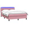 vidaXL Letto a Molle con Materasso e LED Rosa 160x220 cm in Velluto