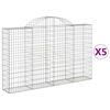 vidaXL Cesti Gabbioni ad Arco 5 pz 200x30x120/140 cm Ferro Zincato