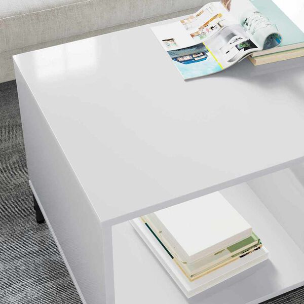 vidaXL Tavolino da salotto con cassetto Bianco Lucido 90 x 49 x 46 cm