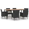 vidaXL Set da Pranzo da Giardino 7 pz Nero con Cuscini in Polyrattan
