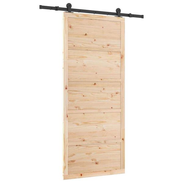 vidaXL Porta scorrevole Marrone 80 x 208 cm Legno di pino massello
